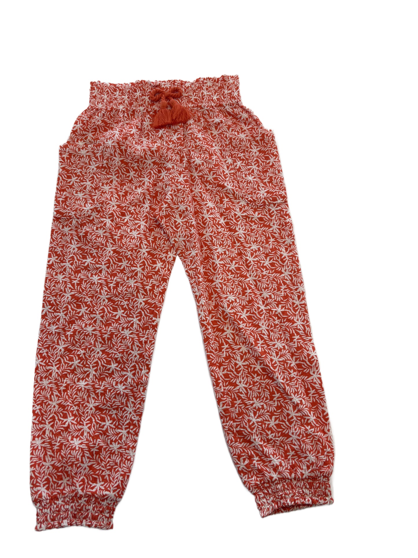 Orange Printed Long Girl Trousers