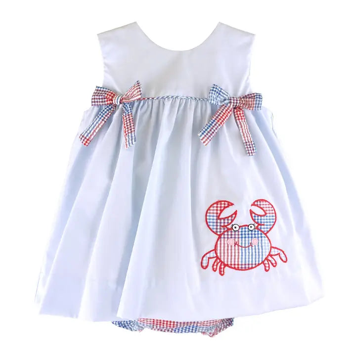 Sun Dress with Crab Applique and Bows Front