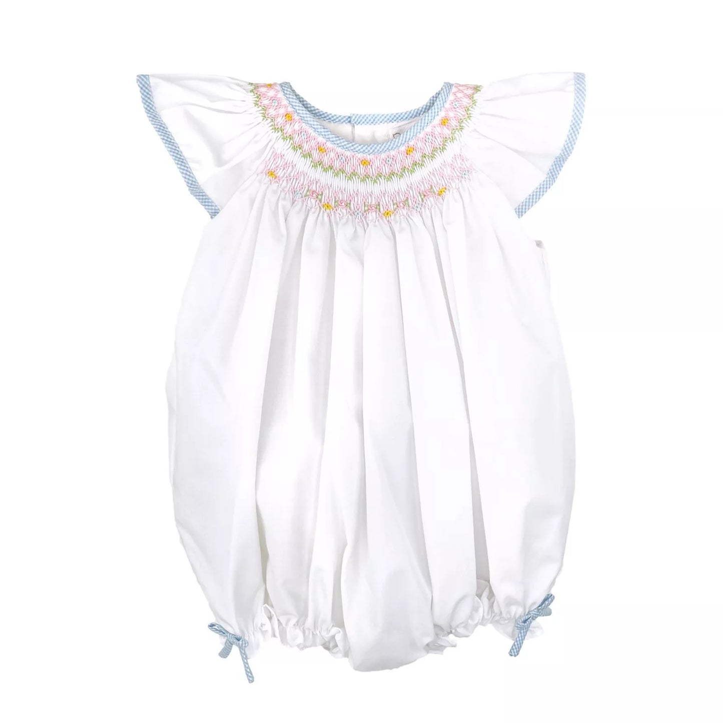 White Pastel Smocked Bubble