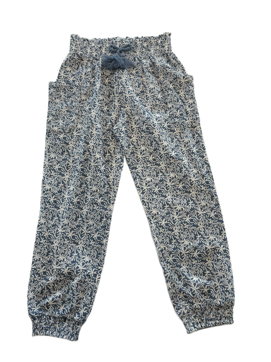 Blue Printed Long Girl Trousers