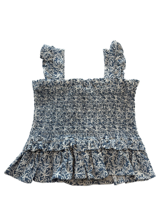 Elastic Blue Floral Blouse