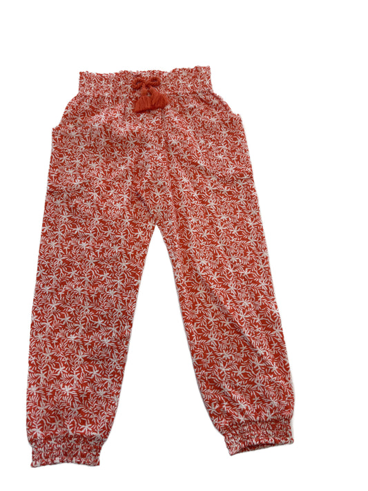 Orange Printed Long Girl Trousers
