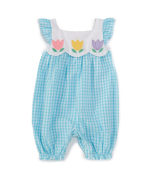 Tulip Aqua Check Romper
