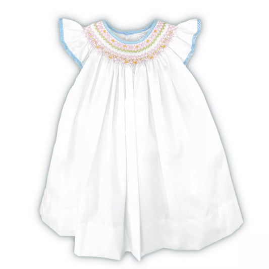 White Dress with Pastel Smocking