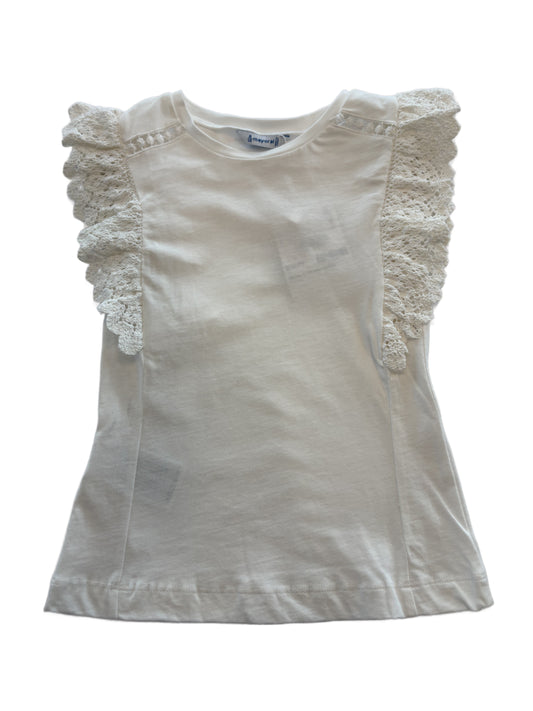 White Shirt with Eyelet Sleeves